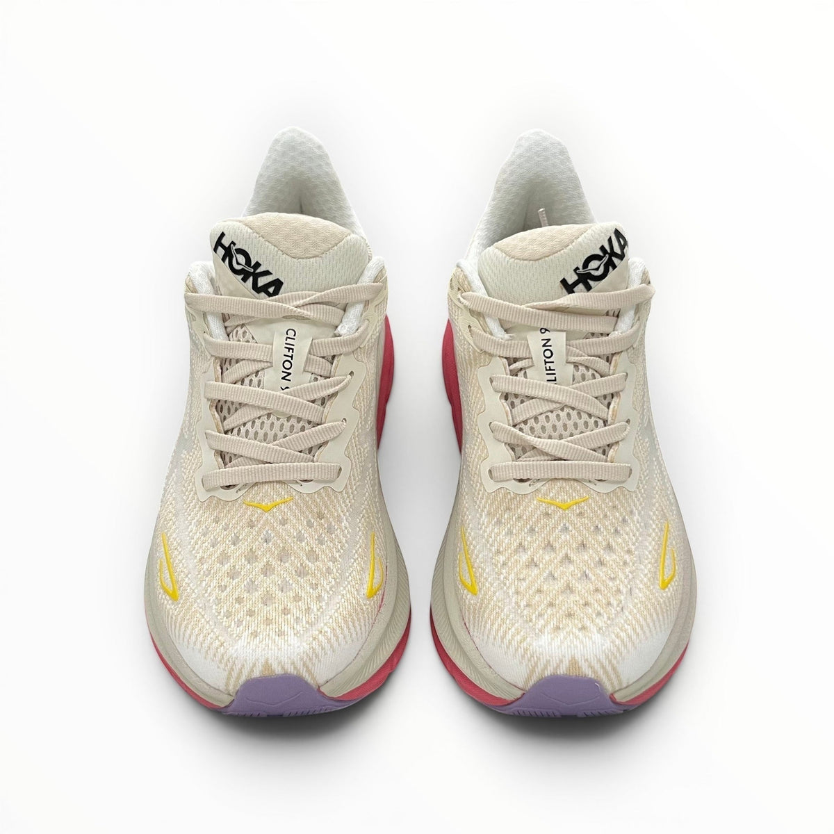 Hoka Clifton 9 women's running shoes in Eggnog/Blanc de Blanc – product view 3