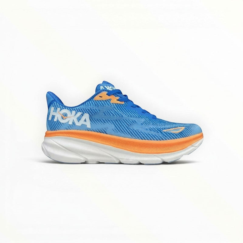 Hoka Clifton 9 men's running shoes in Coastal Sky/All Aboard – side profile