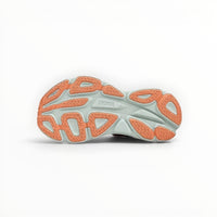 Hoka Bondi 8 women's running shoe in Shell Coral/Peach Parfait, heel view