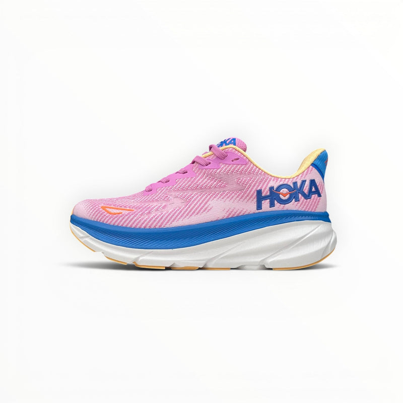 Hoka Clifton 9 women's running shoes in Cyclamen/Sweet Lilac – side profile