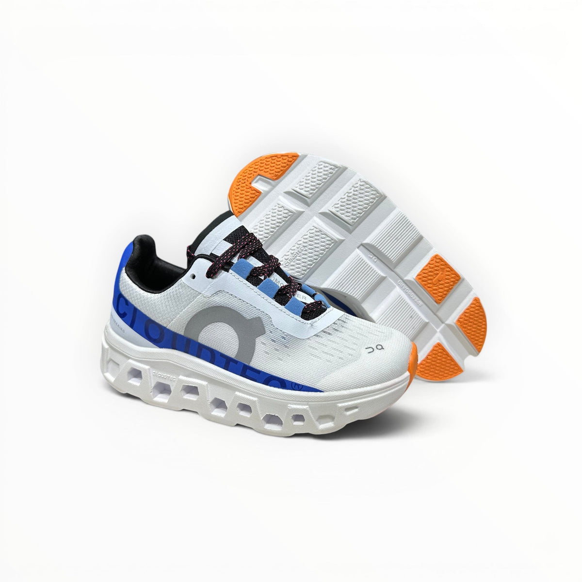 On Cloudmonster men's shoe in Frost/Cobalt - product view 4