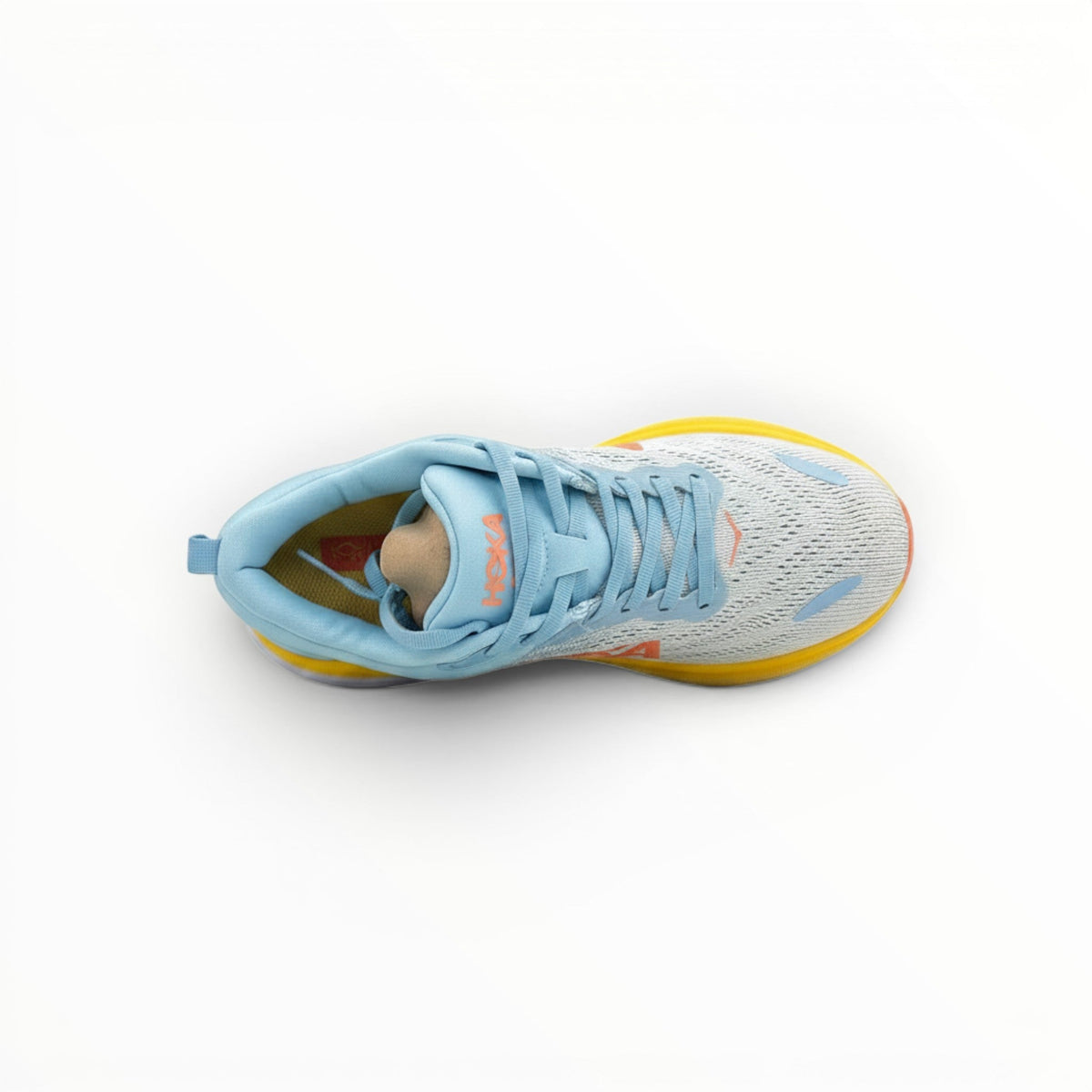 Hoka Bondi 8 women's running shoe in Summer Song/Country Air, three-quarter view