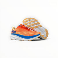 HOKA Clifton 9 men's running shoes in Vibrant Orange/Impala – product view 4