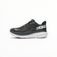 Hoka Clifton 9 men's running shoes in Black/White – side profile