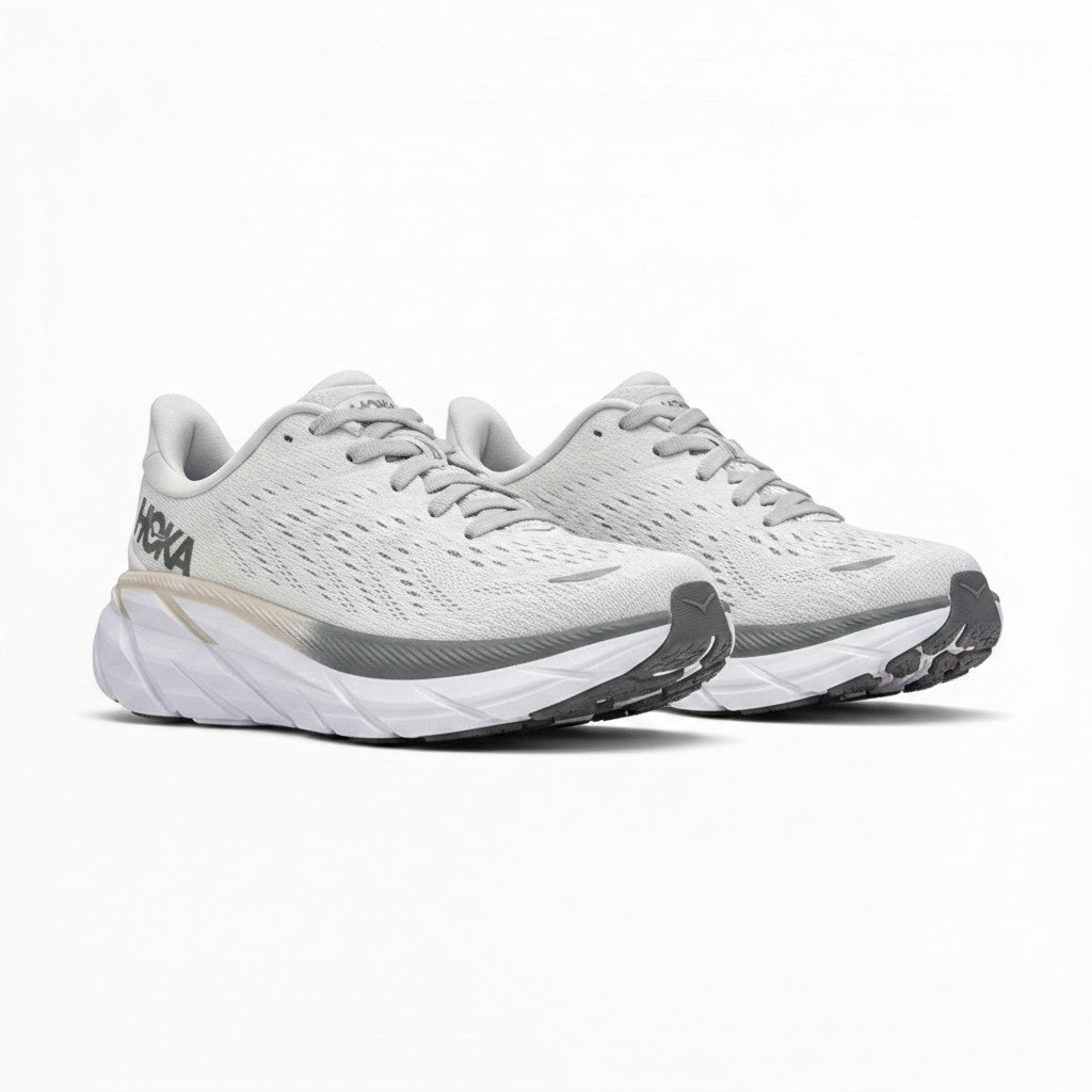 Hoka Clifton 8 men's shoe in Lunar Rock/Nimbus Cloud – product view 3