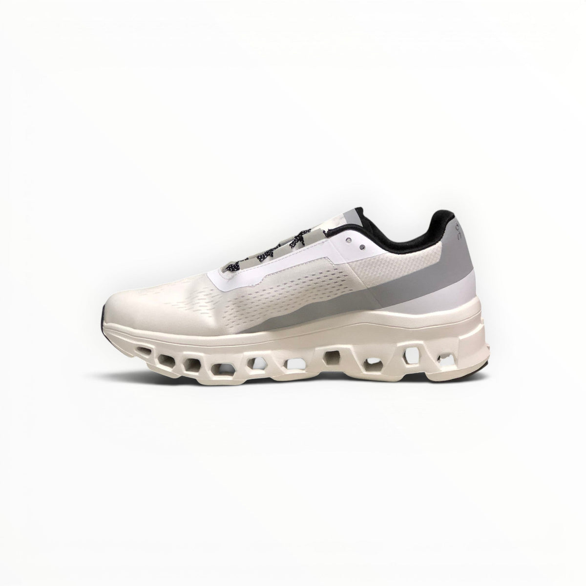 On Cloudmonster women's shoe in Ivory/Pearl - product view 3