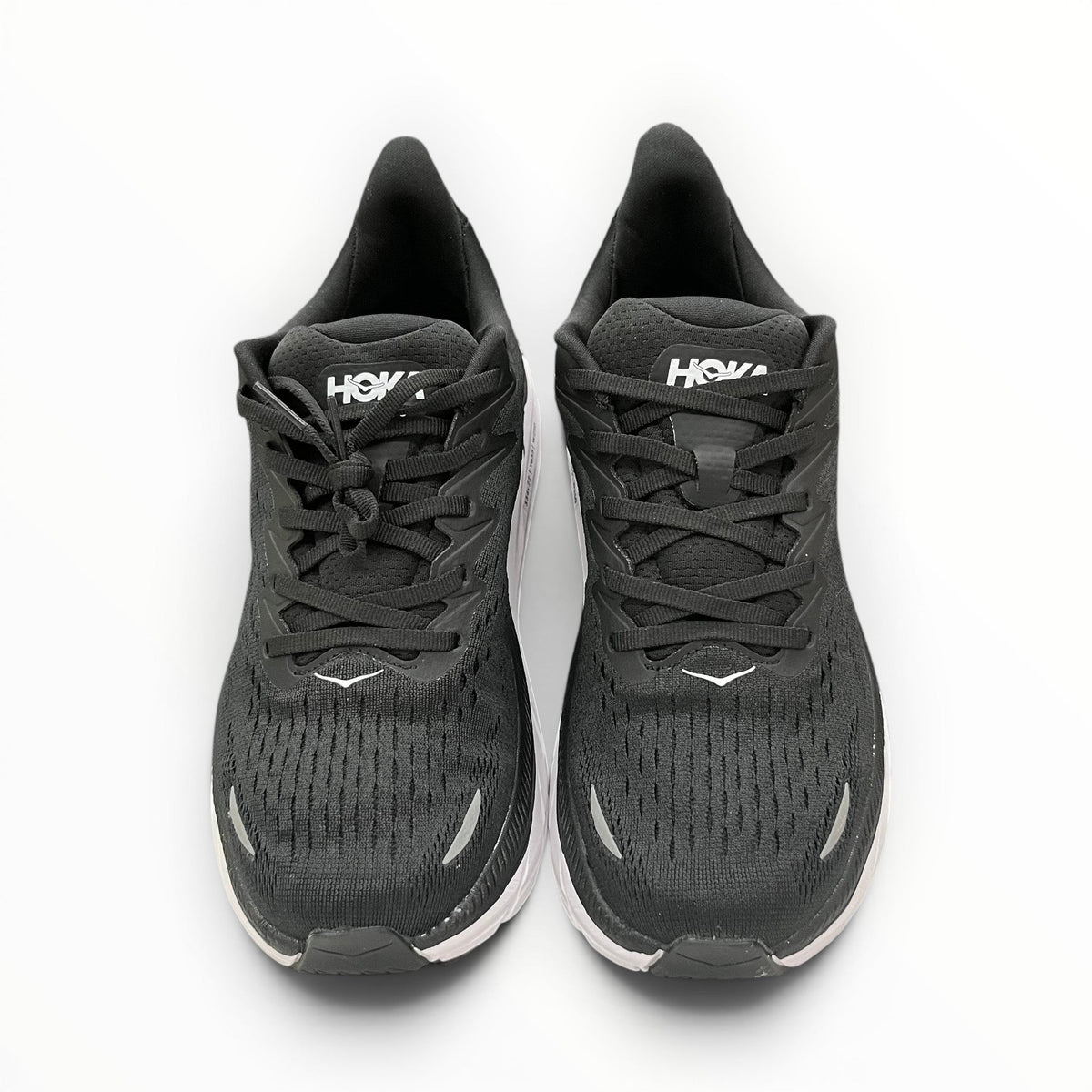 Hoka Clifton 8 men's shoe in Black/White – product view 3