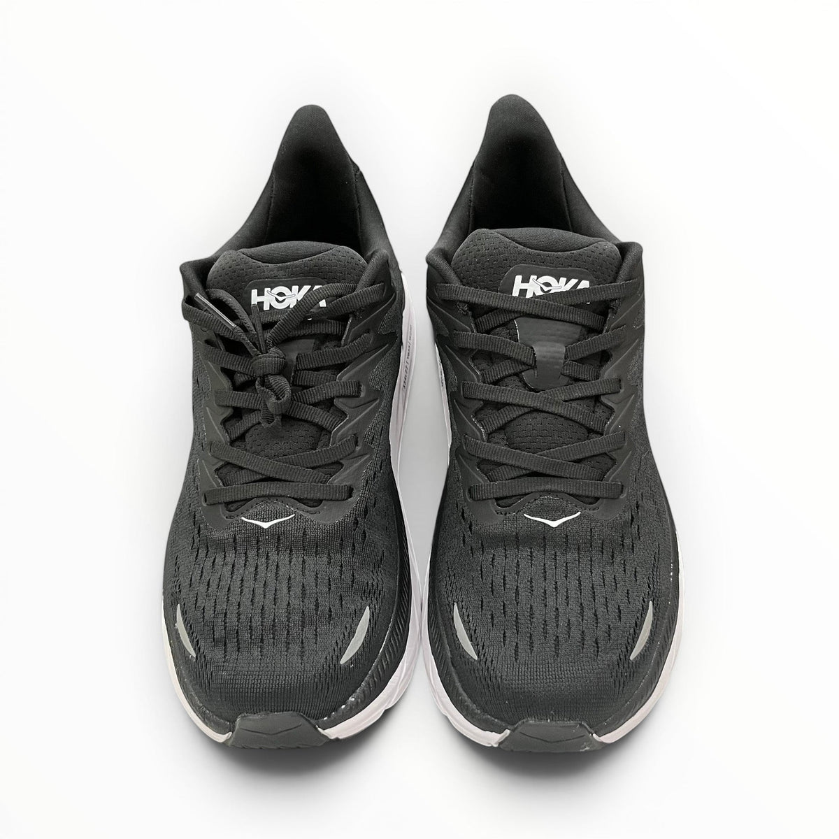 Hoka Clifton 8 women's shoe in Black/White – product view 3