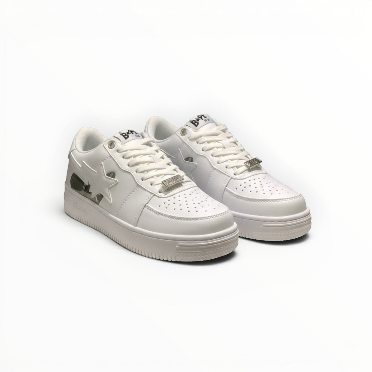 A Bathing Ape BAPE STA women's low-top sneakers in Triple White, side view