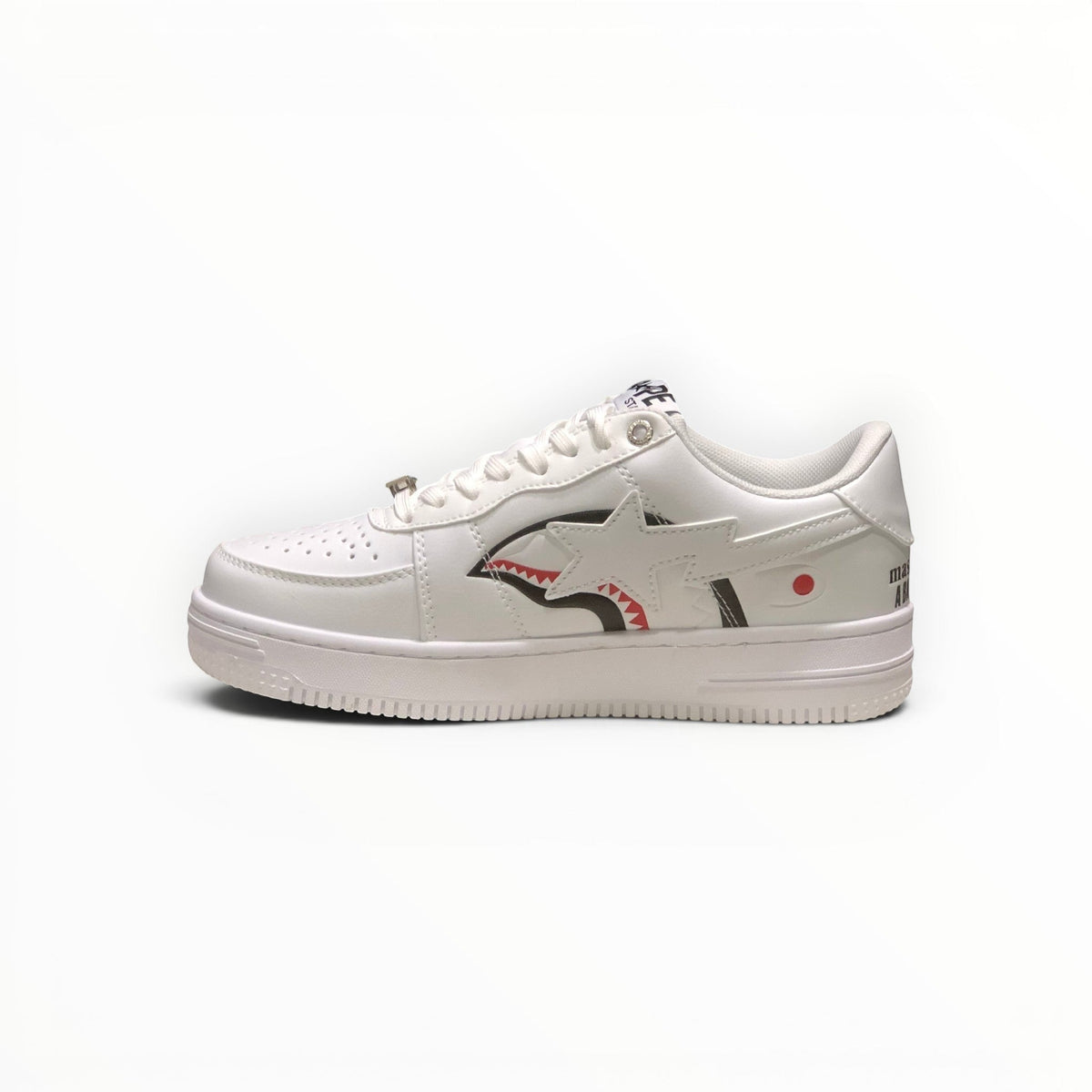 A Bathing Ape BAPE STA women's low-top sneakers in Triple White, side view