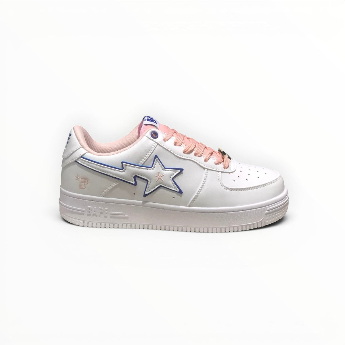A Bathing Ape BAPE STA women's low-top sneakers in White/Peach, side view