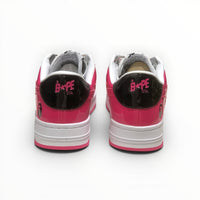 A Bathing Ape BAPE STA women's low-top sneakers in Pink/Black, rear heel view