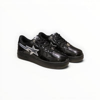 A Bathing Ape BAPE STA women's low-top sneakers in Black Patent/Silver, product view 1