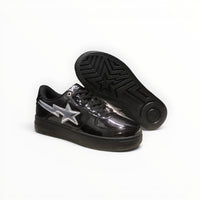 A Bathing Ape BAPE STA women's low-top sneakers in Black Patent/Silver, outsole view