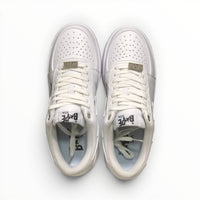 A Bathing Ape BAPE STA men's low-top sneakers in Triple White, top-down view