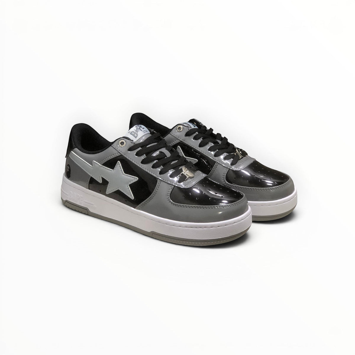A Bathing Ape BAPE STA men's low-top sneakers in Grey/Black, product view 1