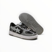 A Bathing Ape BAPE STA men's low-top sneakers in Grey/Black, outsole view