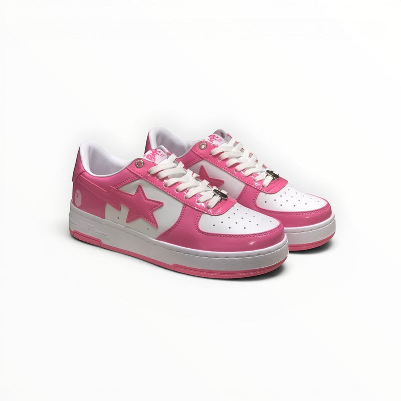 A Bathing Ape BAPE STA men's low-top sneakers in Pink/White, product view 1