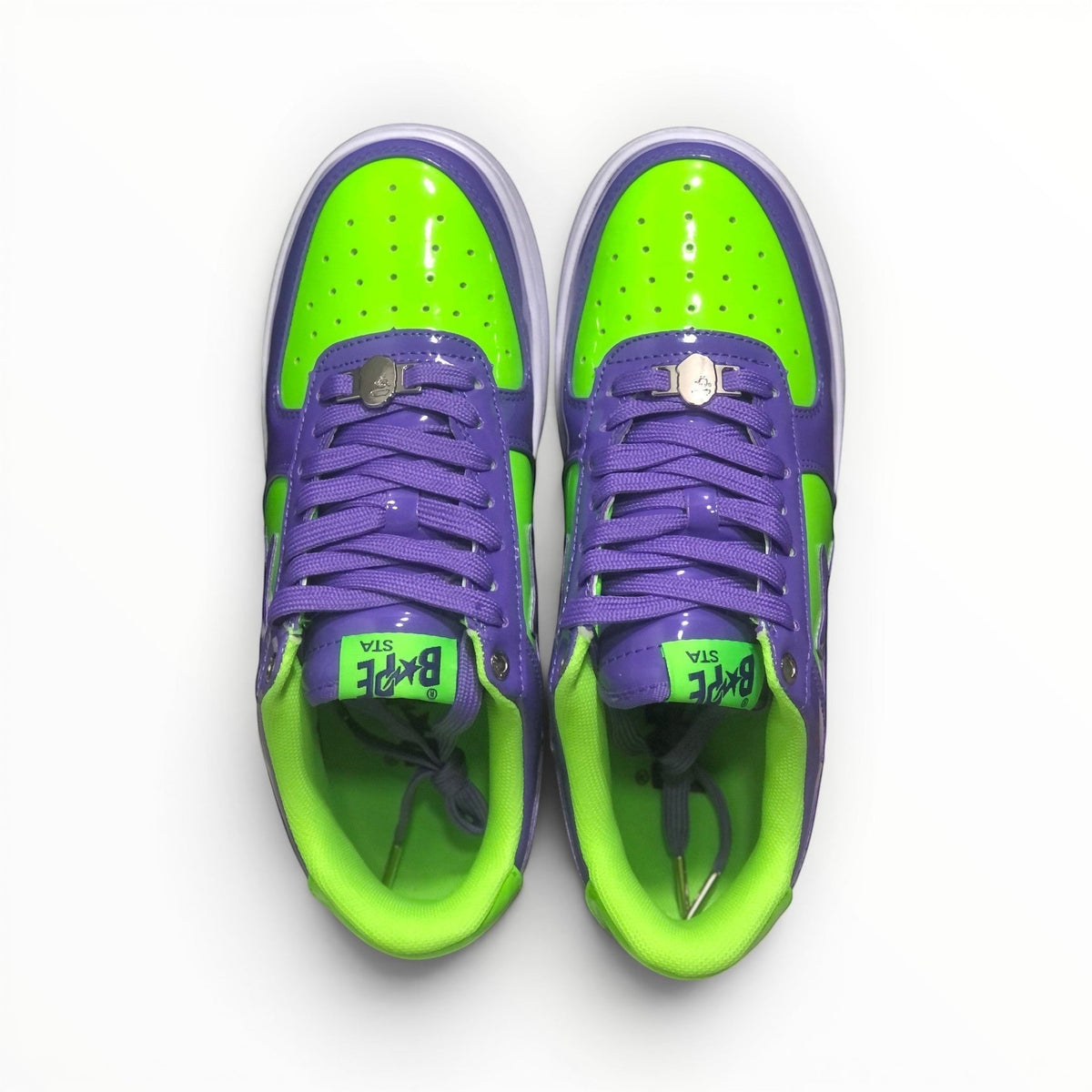 A Bathing Ape BAPE STA men's low-top sneakers in Green/Purple, product view 4