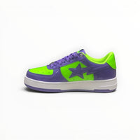 A Bathing Ape BAPE STA men's low-top sneakers in Green/Purple, side view