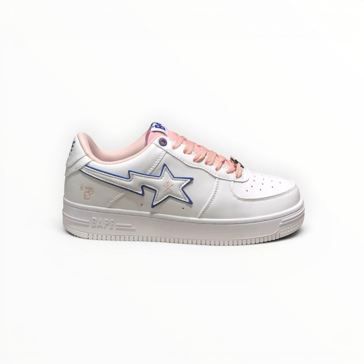 A Bathing Ape BAPE STA men's low-top sneakers in White/Peach, product view 3