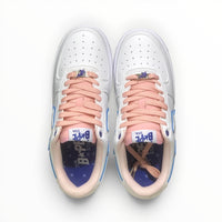 A Bathing Ape BAPE STA men's low-top sneakers in White/Peach, product view 4