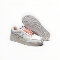 A Bathing Ape BAPE STA men's low-top sneakers in White/Peach, product view 5