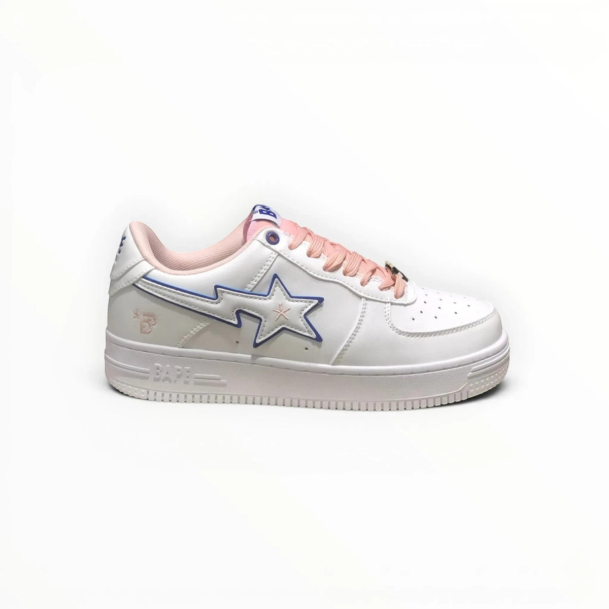 A Bathing Ape BAPE STA men's low-top sneakers in White/Peach, product view 7