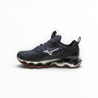 WSS Sports Shoes Mizuno Wave Prophecy 14S womens running shoe in black and blue with Infinity Wave plate technology.