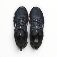 WSS Sports Shoes Mizuno Wave Prophecy 14S womens running shoes in black and blue with mesh upper and Infinity Wave plate