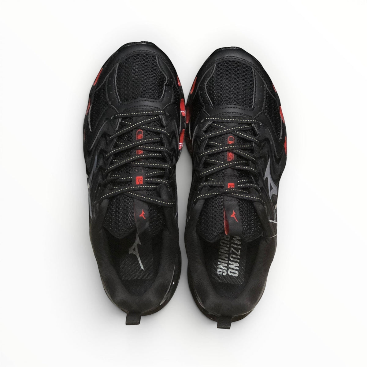 WSS Sports Shoes Mizuno Wave Prophecy 14S womens running shoes in triple black with mesh upper and lace-up closure