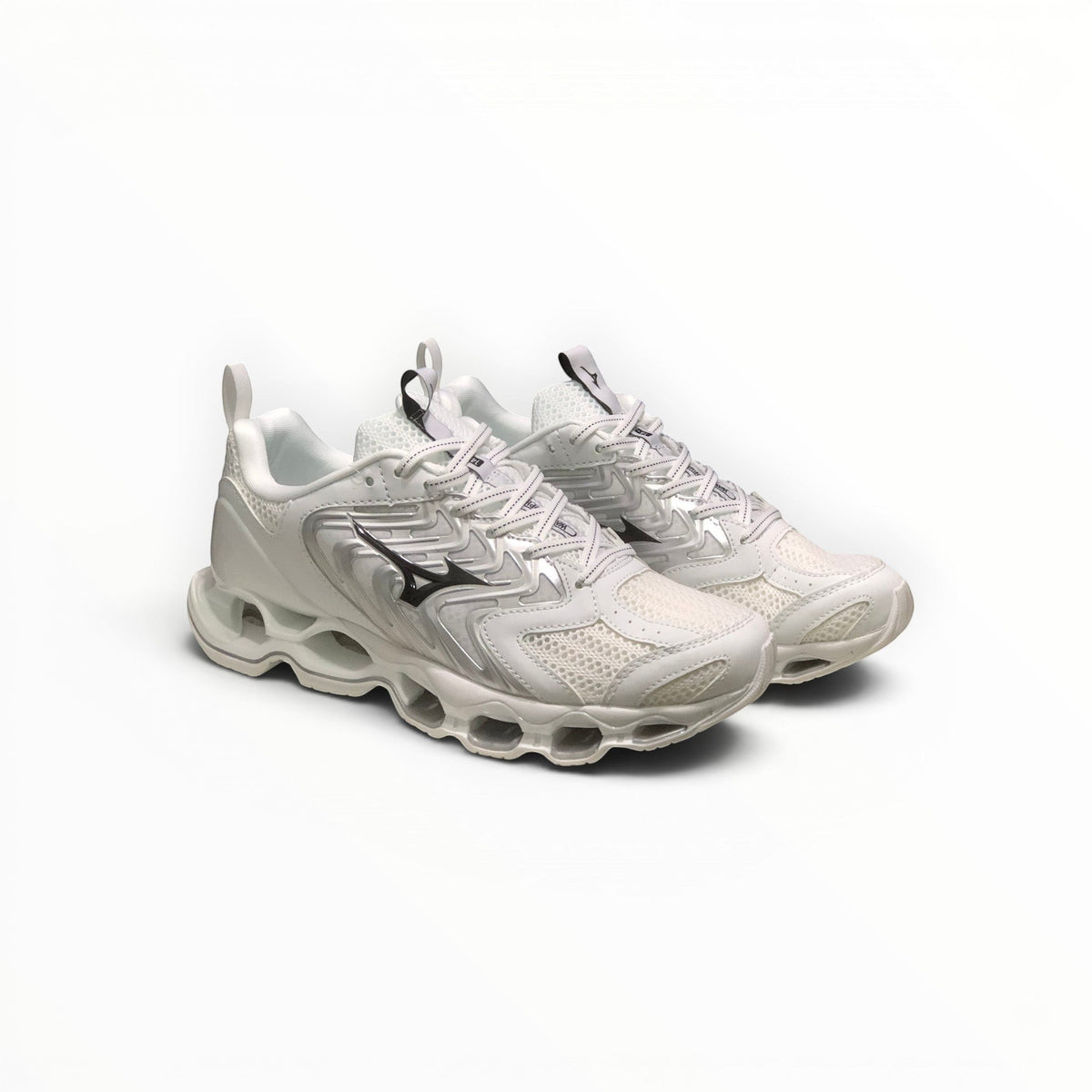 Mizuno Wave Prophecy 14 S women's running shoes in White/Silver – product view 6
