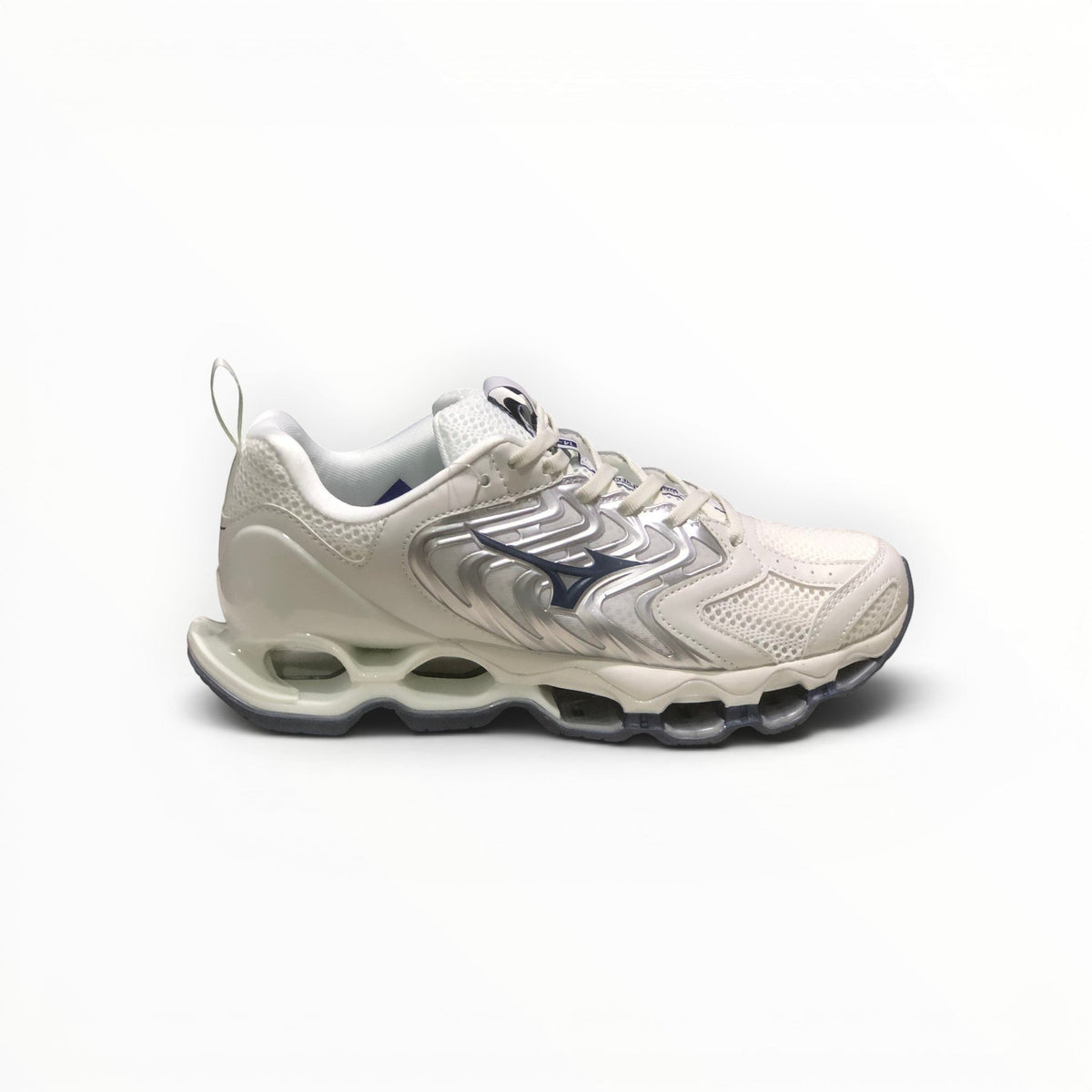 WSS Sports Shoes Mizuno Wave Prophecy 14S womens running shoe in white and grey with Infinity Wave plate technology