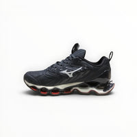 WSS Sports Shoes Mizuno Wave Prophecy 14S black and blue running shoe with Infinity Wave plate and mesh upper