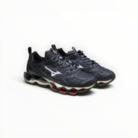 WSS Sports Shoes Mizuno Wave Prophecy 14S running shoes in black and blue with Infinity Wave plate technology.