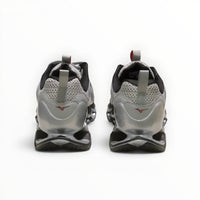 WSS Sports Shoes Mizuno Wave Prophecy 14S men's running shoes in white and red, showing the rear heel and Infinity Wave