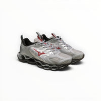 WSS Sports Shoes Mizuno Wave Prophecy 14S running shoes in white and red with signature Infinity Wave plate technology.