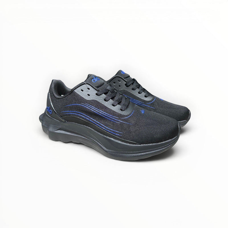 Alo Runner women's performance running shoes in Charcoal/Blue, product view 1