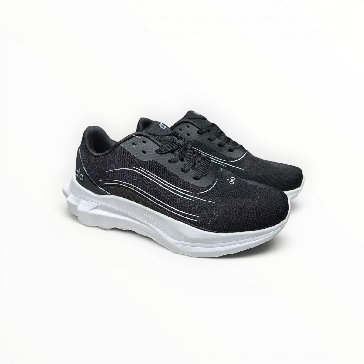 Alo Runner women's performance running shoes in Black/White, product view 4