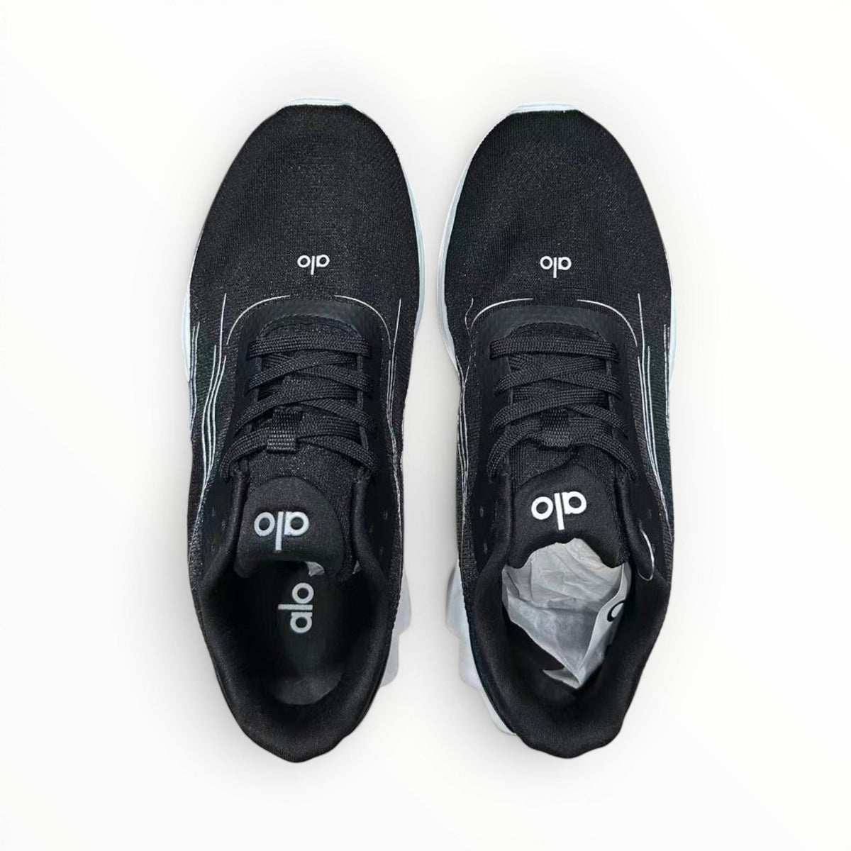 Alo Runner women's performance running shoes in Black/White, product view 5