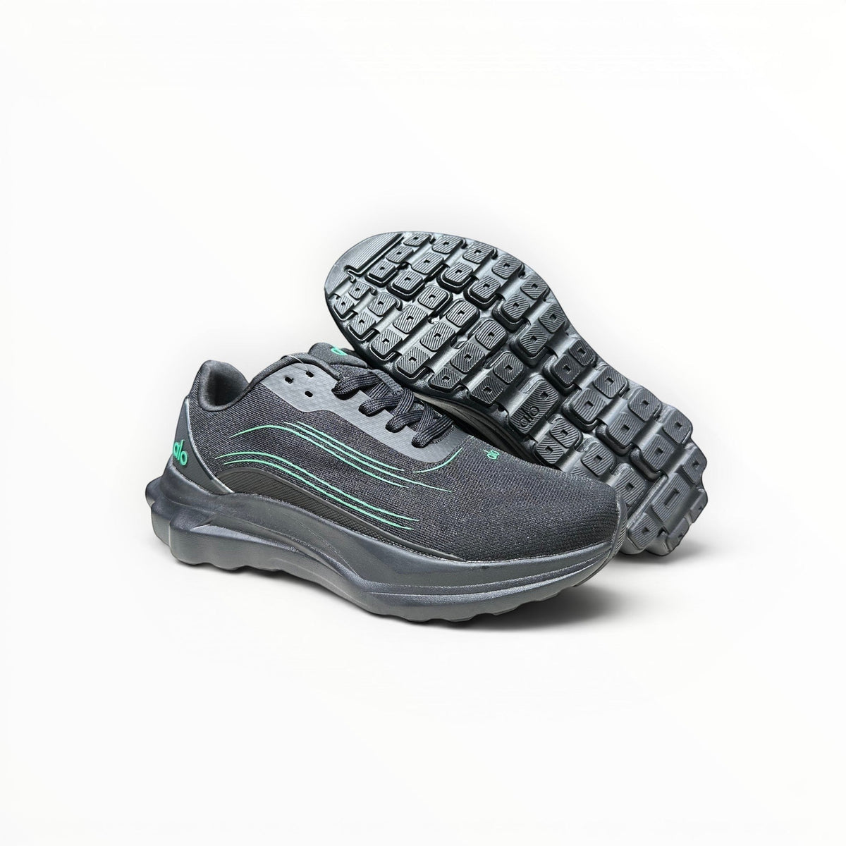 Alo Runner men's performance running shoes in Charcoal/Green, product view 1