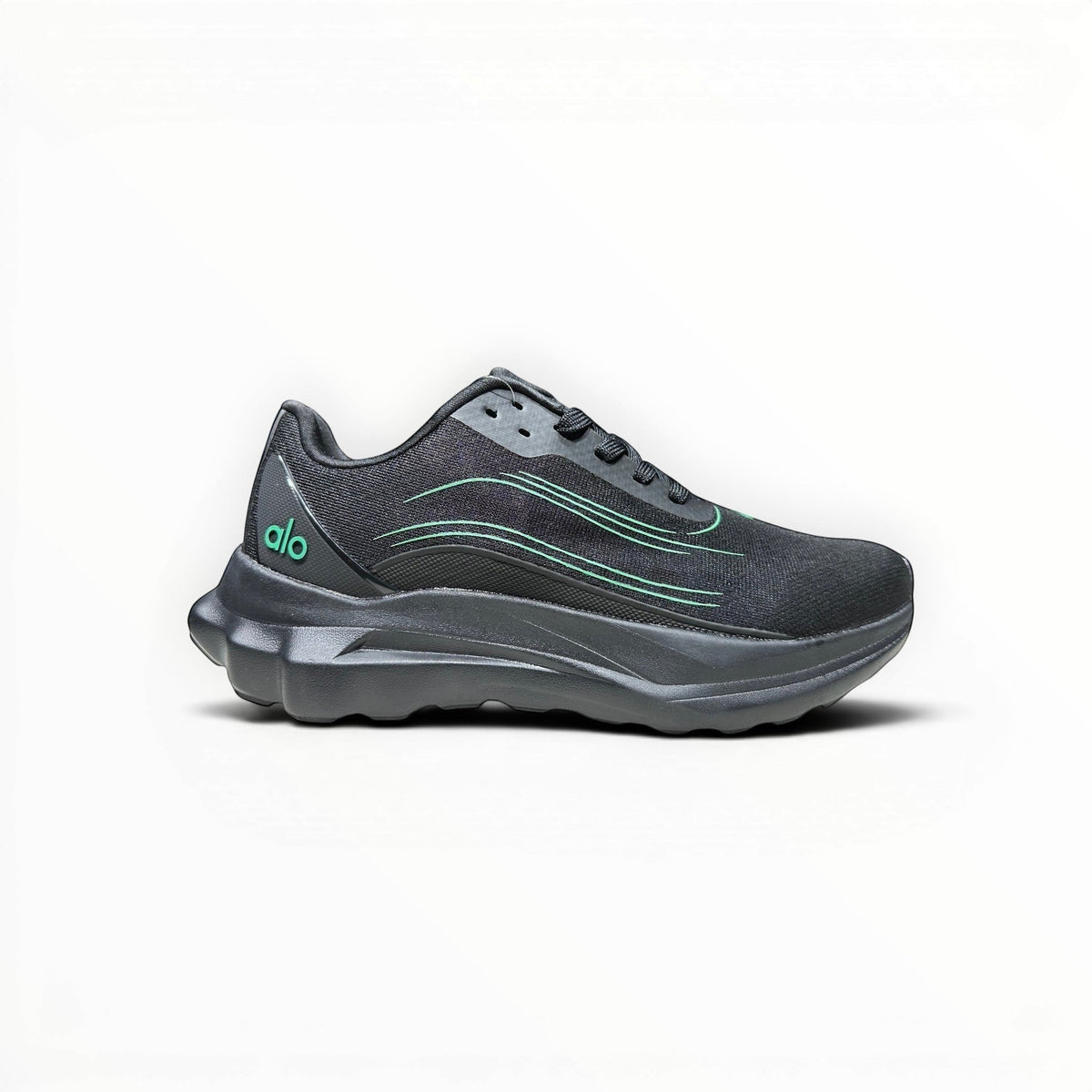 Alo Runner men's performance running shoes in Charcoal/Green, product view 7