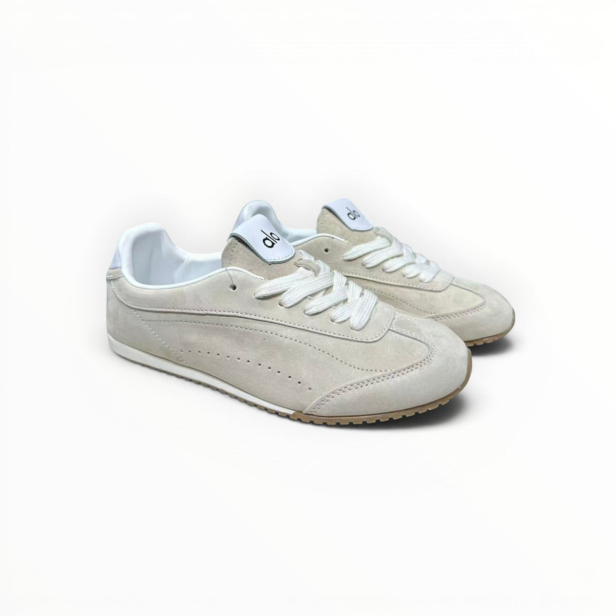 Alo Sunset Sneaker women's suede lifestyle shoes in Sandstone, product view 4