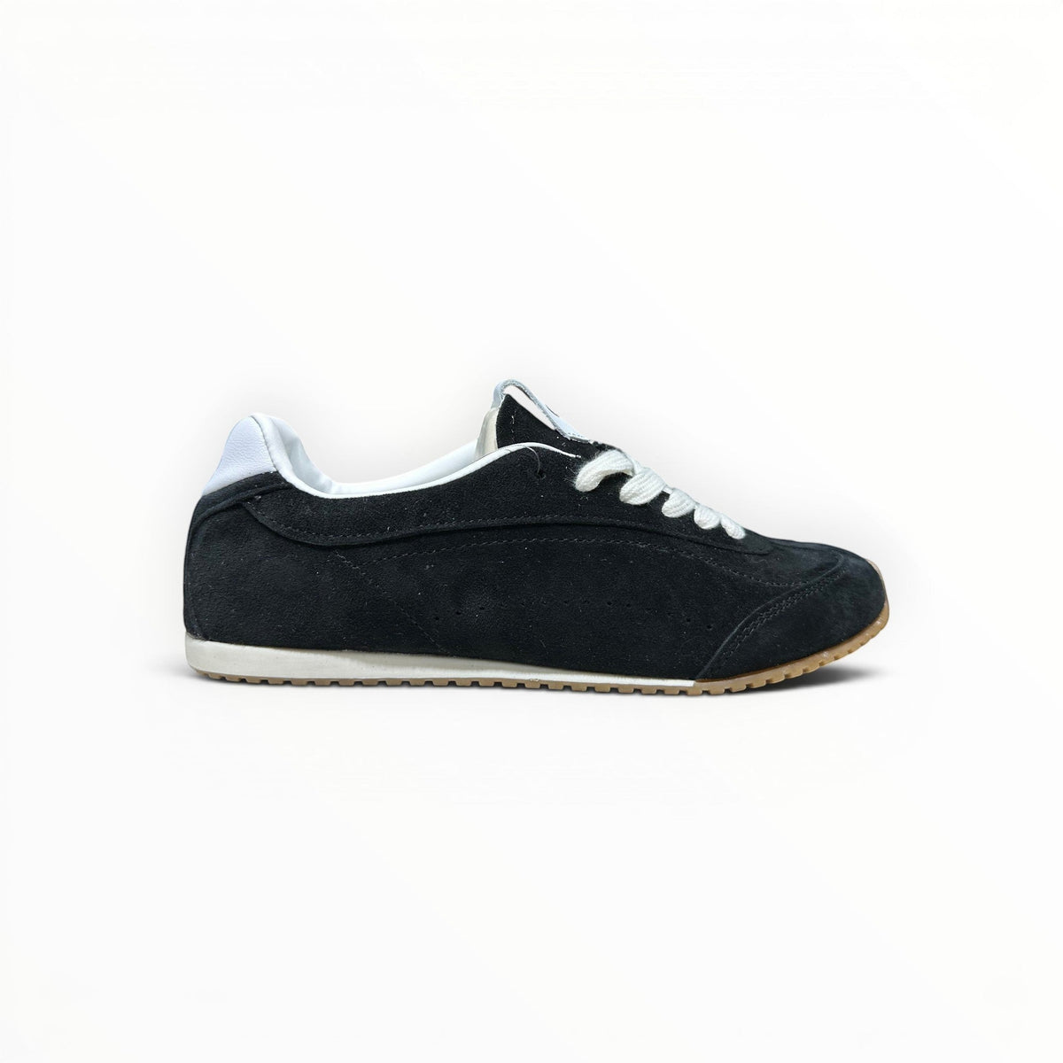 Alo Sunset Sneaker women's suede lifestyle shoes in Black, product view 3