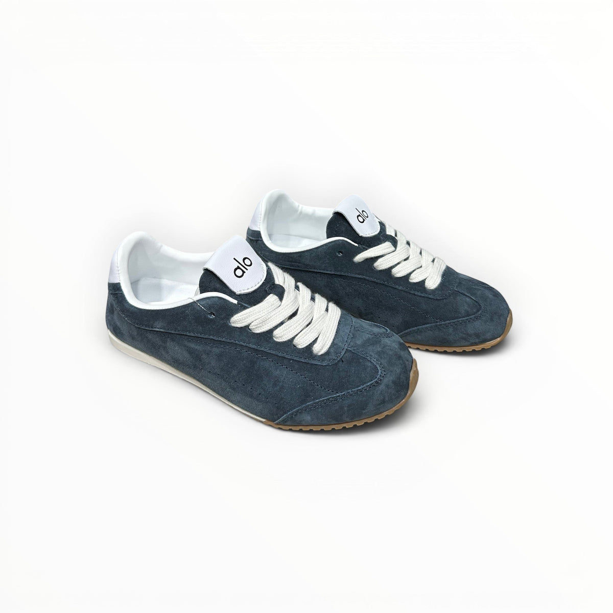 Alo Sunset Sneaker women's suede lifestyle shoes in Eclipse Blue, product view 1