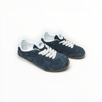 Alo Sunset Sneaker women's suede lifestyle shoes in Eclipse Blue, product view 1