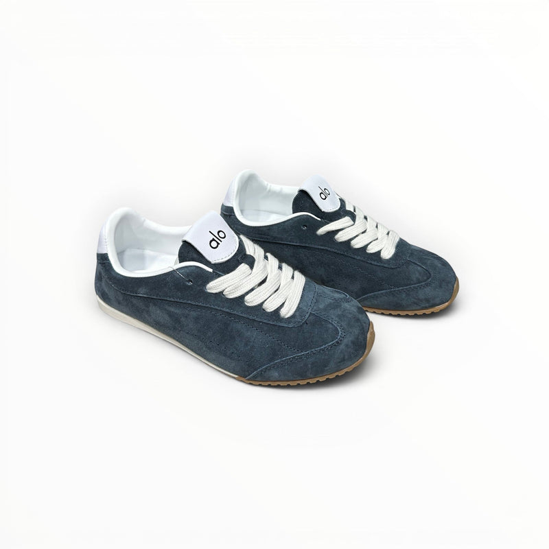 Alo Sunset Sneaker women's suede lifestyle shoes in Eclipse Blue, product view 1