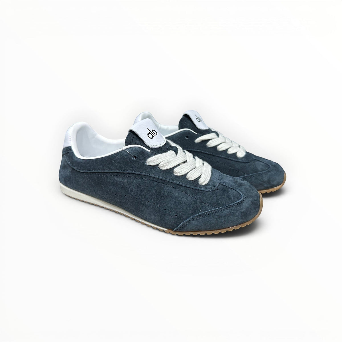 Alo Sunset Sneaker women's suede lifestyle shoes in Eclipse Blue, product view 4