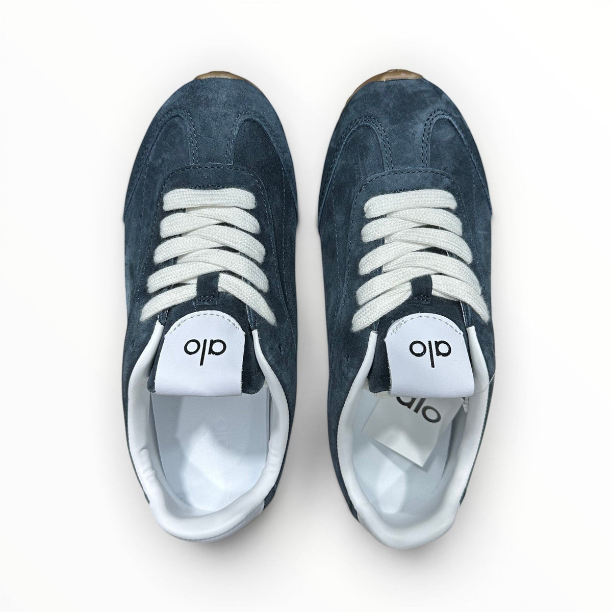 Alo Sunset Sneaker women's suede lifestyle shoes in Eclipse Blue, product view 6