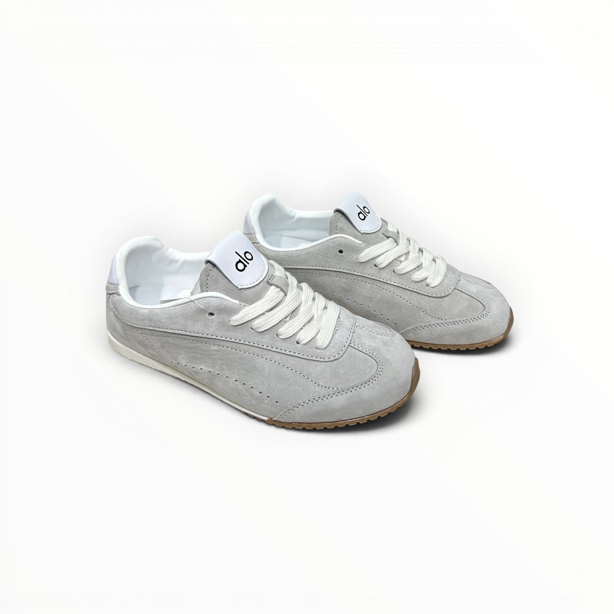 Alo Sunset Sneaker women's suede lifestyle shoes in Steel Grey, product view 1
